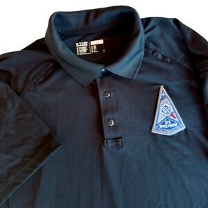 5.11 Tactical Mens Large Black US Space Forces Central Command Patch Polo Shirt